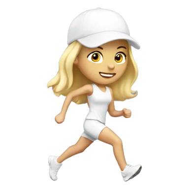 one running blond girl with white cap sticker