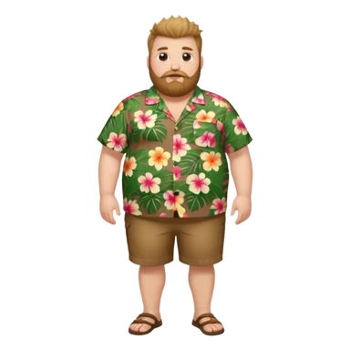 Fat white man full body wearing Hawaiian shirt brown fauxhawk and beard  sticker