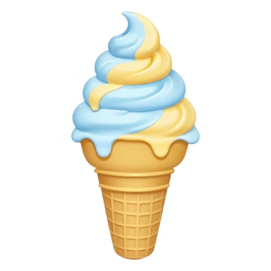 Ice cream emoji, pastel blue & yellow palette
Flat vector, minimal, cute emoji style sticker