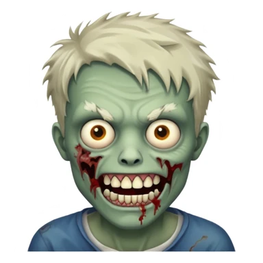 faça um homem zumbi, de cabelo baixo mostrando o dente sticker