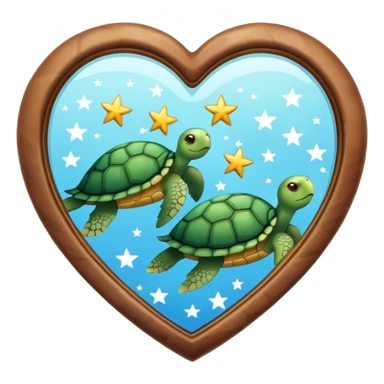 Heart shaped Mirror with turtle and stars sticker