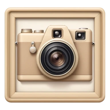 Beige camera with a photo next to the frame sticker