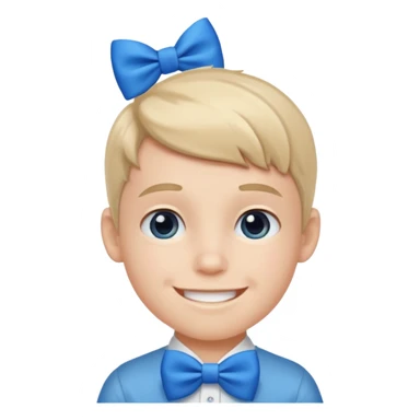 boy withblue bow sticker