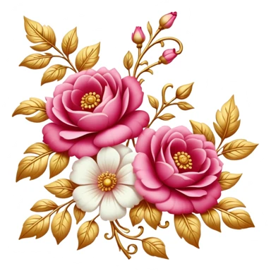 Reddish-pinkish and gold and white romantic vintage aesthetic decoration sticker