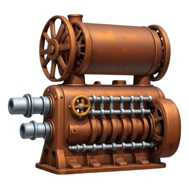 compact iron engine with pipes and levers, emoji style sticker