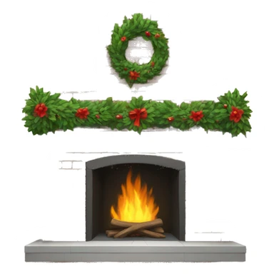 Brick Fireplace with wreath  sticker