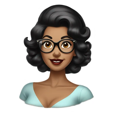 pin-up brown woman with black hair wearing 50s cat eye glasses  sticker
