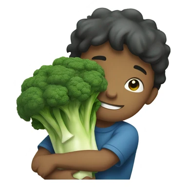 boy hugging Brocolli  sticker
