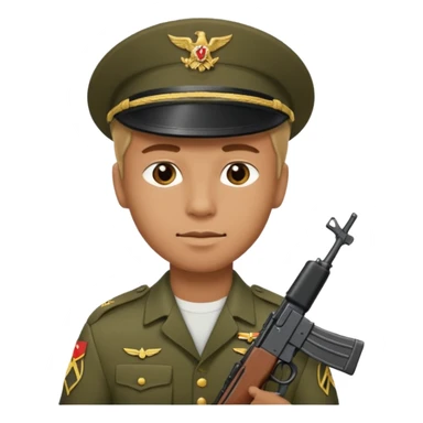 a guy holding ak-47 wearing military uniform sticker