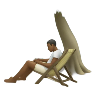 a man sitting in beach under the tree sticker