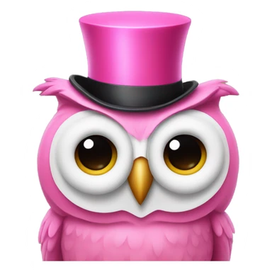 Pink owl with a top hat sticker