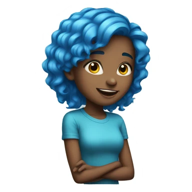Girl with blue hair happy sticker