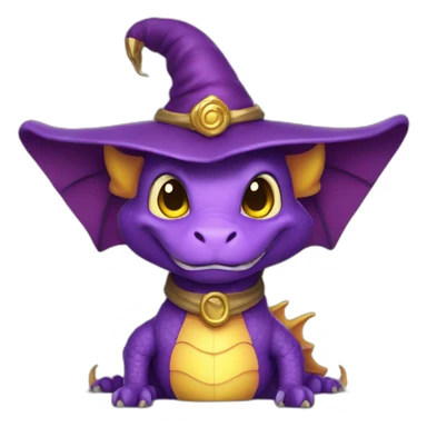 cute purple dragon with yellow eyes wearing wizard hat sticker