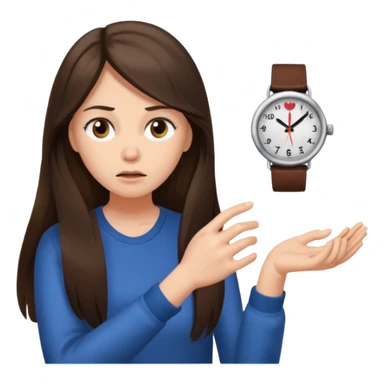 brunette long haired woman checking watch sticker