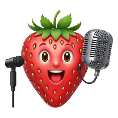 Strawberry with microphone singing loudly sticker