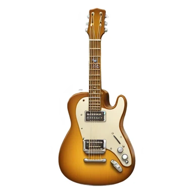 anthropomorphic hippie guitar, showing a sign of peace sticker