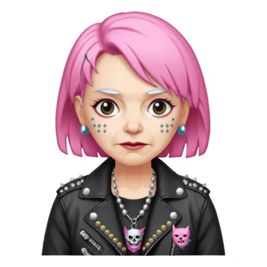 pink haired metalhead grandma sticker