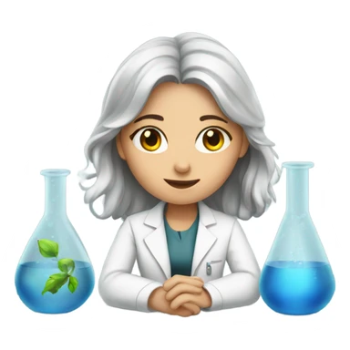 European girl in the laboratory sticker