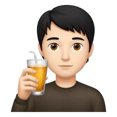 Guy with black hair brown eyes drinking  sticker