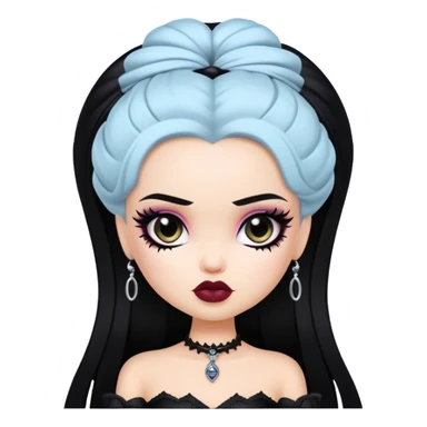 gothic pretty bratz baddie, black hair sticker