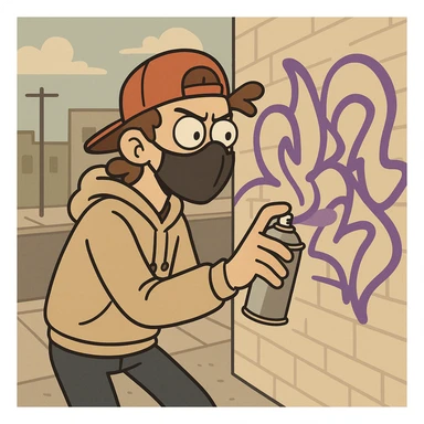 a graffiti artist spray painting a wall, urban style sticker