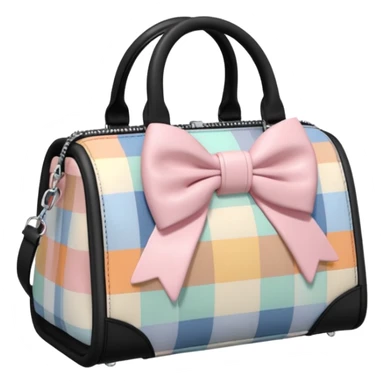 Ultra realistic Alexander Wang bag, in cottagecore aesthetic style including a detailed plaid pastel colores bow embellishments, 8k hd quailty  sticker