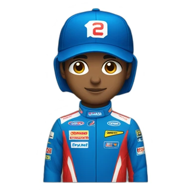 Aytron senna with a blue baseballcap and red racing suit sticker