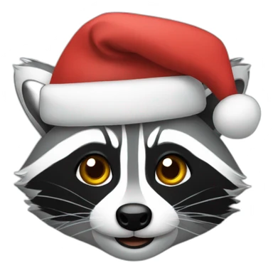 a raccoon in a holiday cap sticker