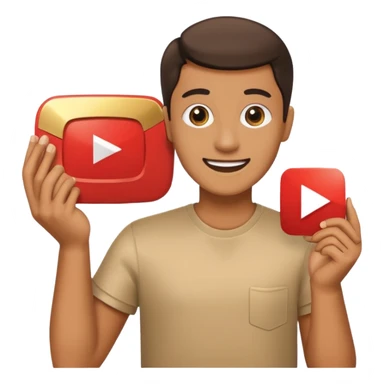 a happy holding youtube golden play button sticker