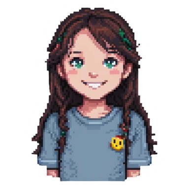 girl with smile sticker