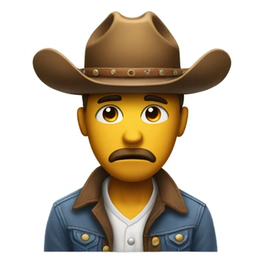Depressed Emoji wearing cowboy hat  sticker