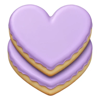 Realistic shortbread cookie in the shape of a heart with pale lilac sticker