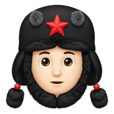 A blank Black ushanka with a red star on it sticker