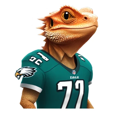 Red Bearded dragon in an eagles jersey sticker