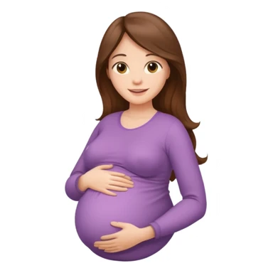 "Pregnant woman with her belly skin visible, with long brown hair and fair skin."
 sticker