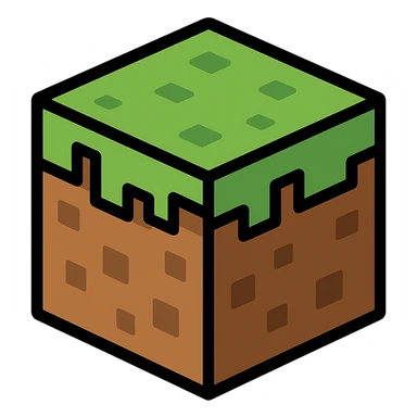 Minecraft support emoji, color outline style, blocky, green and brown colors, inspired by Minecraft game sticker