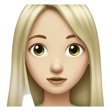 pale girl with long brown hair with bangs with green eyes sticker