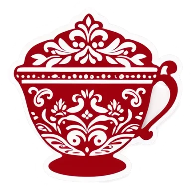 Vintage red tea cup sticker