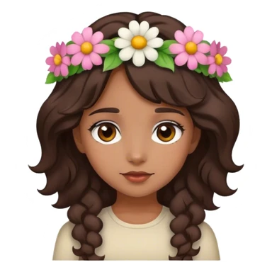 cute brown girl with dark brown wavy hair and brown eyes sticker