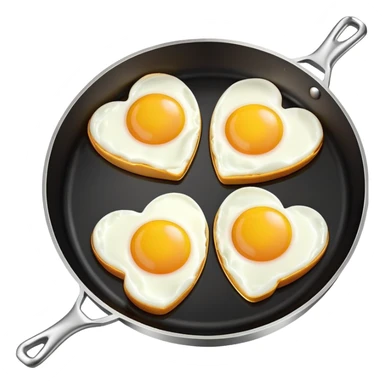 cooking pan with double heart-shaped eggs sticker