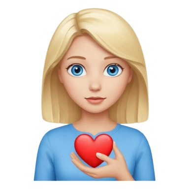 Une femme blonde yeux bleus qui envoi cœur sticker