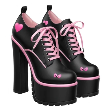 BLACKPINK-inspired gothic shoes, no hearts, black and pink, cute  sticker