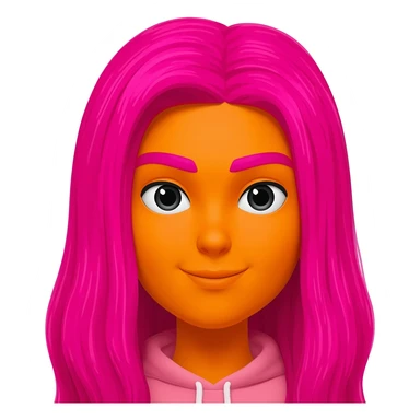 Pink hair orange face pink eyebrows sticker