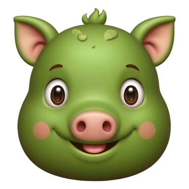 Green pig with big poop sticker