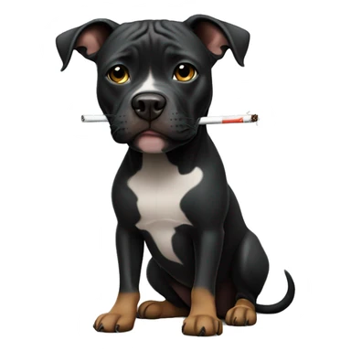 Black pitbul with a cigarette sticker
