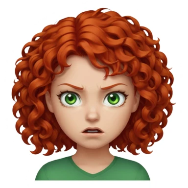 👩🏻‍🦰curly hair angry  but cute green eyes sticker