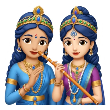 Radha rani and lord sri krishna play flute, skin colour is fairy white sticker