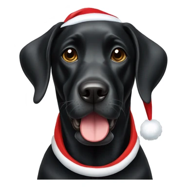 Black lab wearing Santa hat sticker