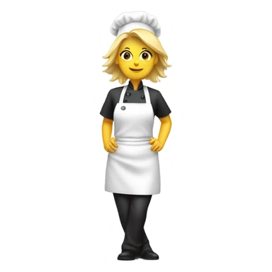 Female chef with blonde hair near a toilet sticker