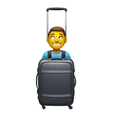 smiling at airport luggage sticker